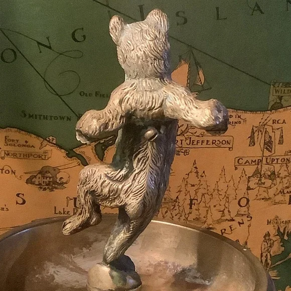 Vintage Bronze Dancing Bear Circus Figurine Trinket Dish Brass Valet Cigar Rest - Picture 4 of 17